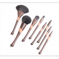 Hzm Wholesale 8pcs Professional Brown Makeup Brushes Waist Makeup Kit Eye Blush Powder